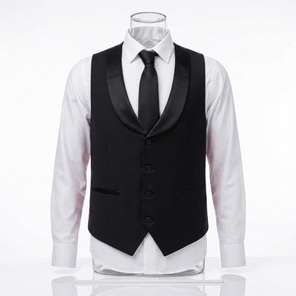 Gilet de Service Col Châle pour Homme – Noir