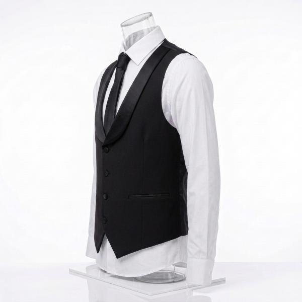 Gilet de Service Col Châle pour Homme – Noir