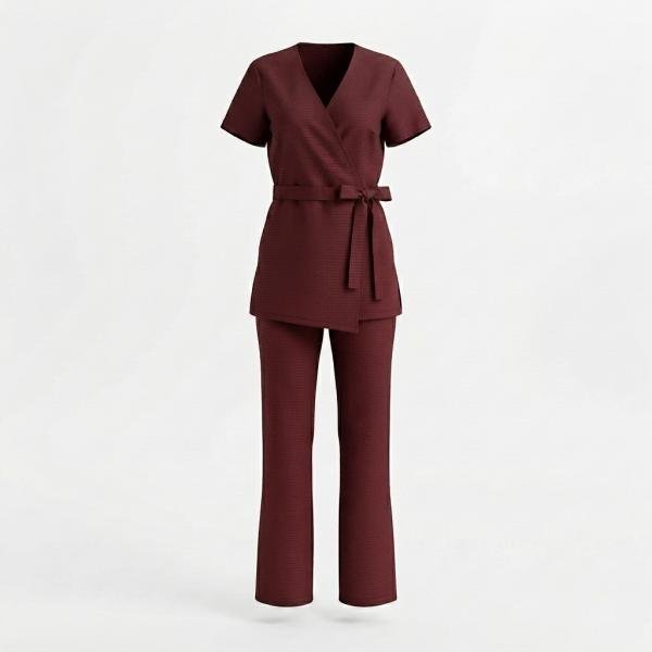 Ensemble Tunique Cache-Cœur et Pantalon – Bordeaux
