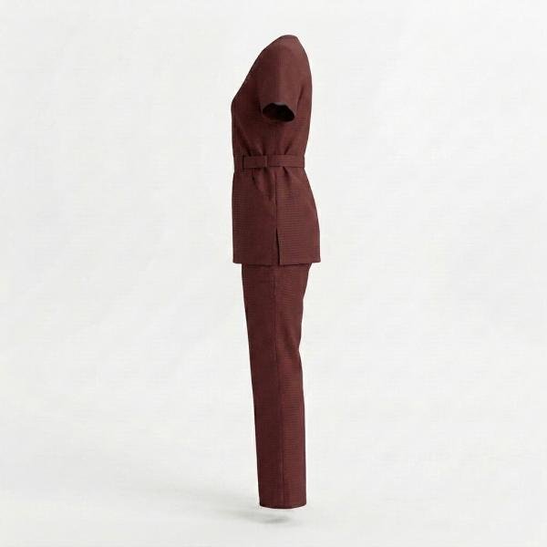 Ensemble Tunique Cache-Cœur et Pantalon – Bordeaux