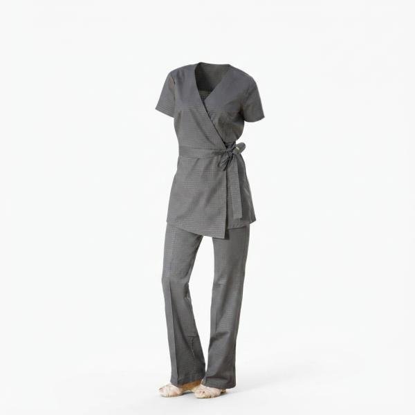 Ensemble Tunique Cache-Cœur et Pantalon – Gris Anthracite