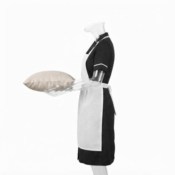 Robe de Chambre d’Hôtel Classique avec Tablier Blanc