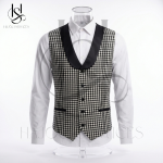 Ensemble Gilet à Carreaux & Col Châle