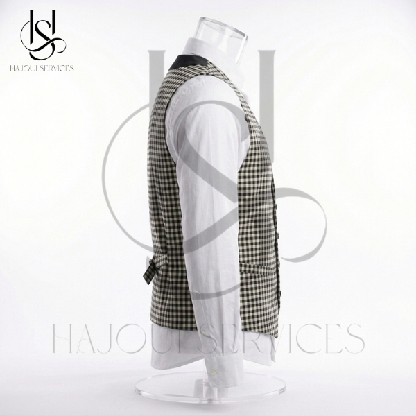 Ensemble Gilet à Carreaux & Col Châle